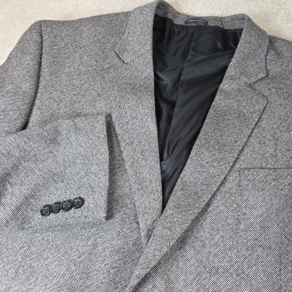 Stafford Sport Coat Mens 52 Reg Grey Merino Wool Classic Fit Two Button Blazer